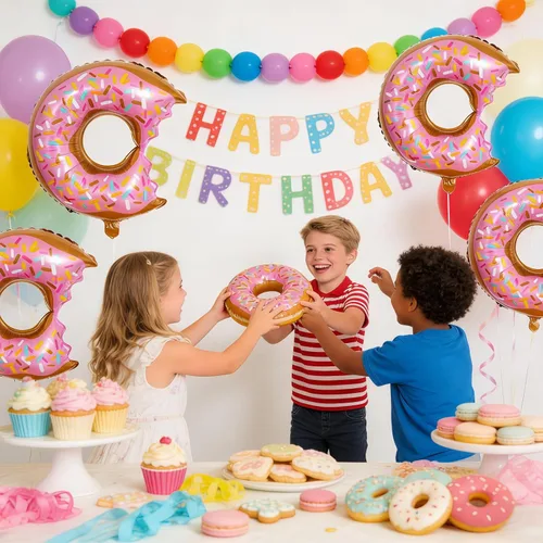 Miniatura 3 de 10 globos rosados de dona para cumpleaños con temática de donas, suministros de fiesta de boda