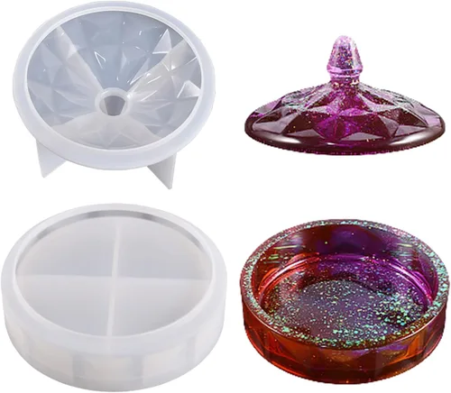 Miniatura 3 de Molde de silicona para tarro con tapa, caja de almacenamiento de silicona apilable de varias capas para fundición de resina epoxi, caja