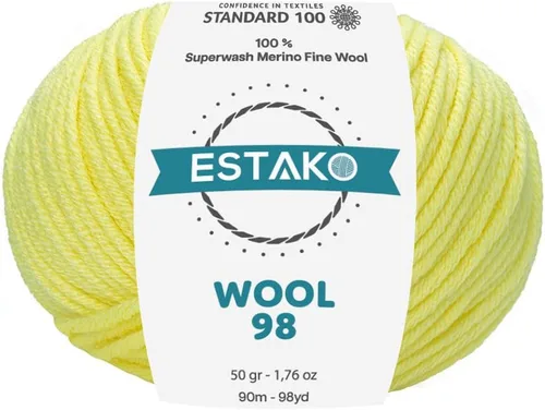 Miniatura 30 de Estako Lana 98 100% Lana Merina Superwash Lana Media Lana Lana Suave Tejido y Crochet Hilo 1.76 oz (50gr) 98 yds (295.3 ft) (6147 - Off White)