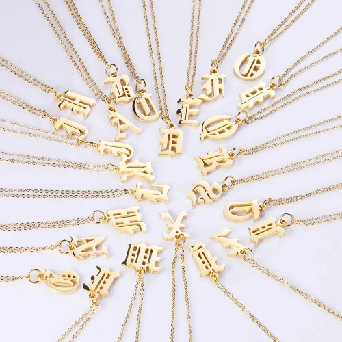 Miniatura 4 de Collar con dije de letra de inicial para mujer, chapado en oro de 18 quilates, para dama de honor, regalo para niñas