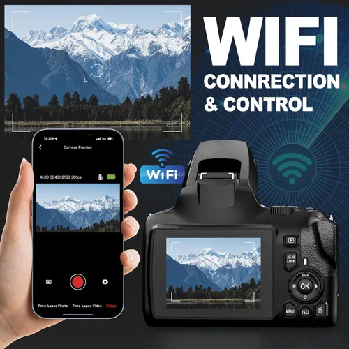 Miniatura 6 de Cámaras digitales de 64 MP para fotografía, cámara de video óptica 10X, cámara de vlogging con zoom digital 4X para YouTube con flash, salida WiFi
