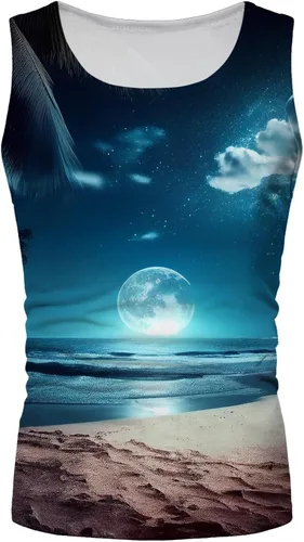 Miniatura 3 de Guolarizi Hombres Moda Primavera Verano Casual Sin Mangas O Cuello Impreso Tank Tops Blusa Camisas Grandes y Alto Camisetas