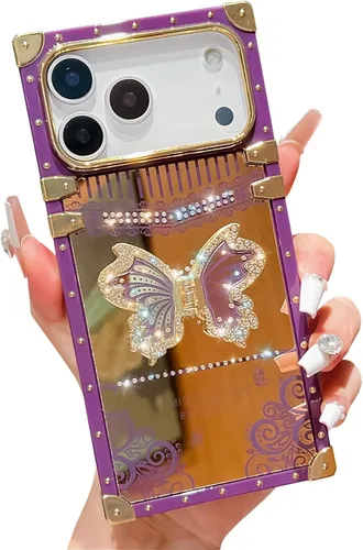 Miniatura 15 de Compatible con Funda Samsung Galaxy S22 Ultra, Diseño de Mariposa Brillante de Lujo con Soporte Plegable Kickstand para Mujeres y Niñas, Funda Rosa