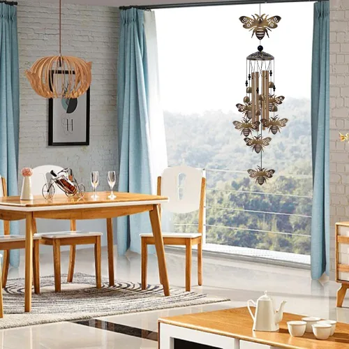 Miniatura 5 de Campanillas de viento de abejas para exteriores, regalos para mamá - Campanas conmemorativas de bronce, atrapavientos de simpatía móvil, decoración