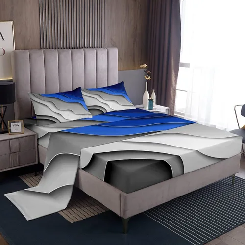 Miniatura 29 de Feelyou Juego de sábanas decorativas con ombre abstracto para niños y adolescentes, juego de sábanas rojas y negras de moda para dormitorio de niñas