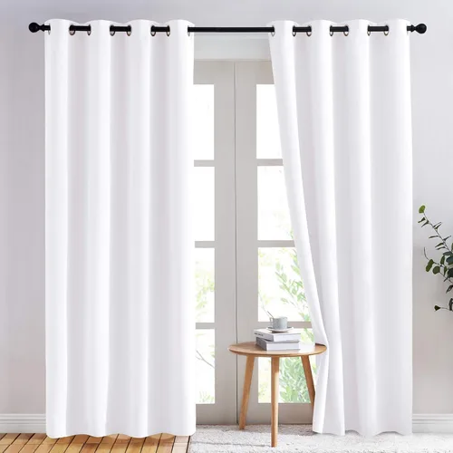 NICETOWN - Juego de 2 paneles de cortinas blancas puras de 84 pulgadas de largo para dormitorio, tratamiento de ventana con ojales de 50 % de Blanco