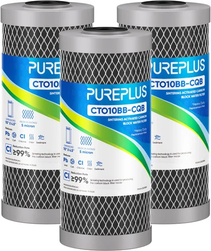 Miniatura 11 de Cartucho de repuesto para filtro de agua de carbón activado de cáscara de coco para toda la casa de 10" x 4.5" - Compatible con WFHDC8001, CB-BB-10