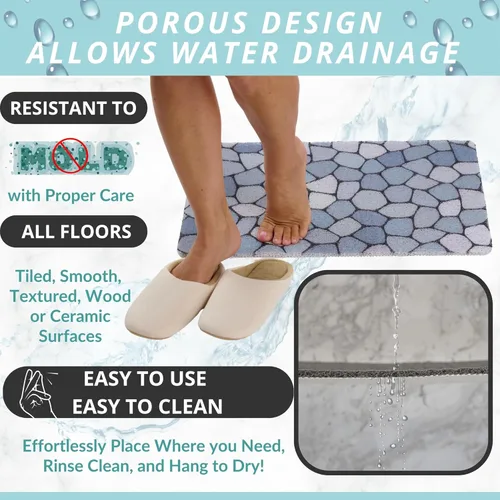 Miniatura 4 de ENKOSI Alfombra antideslizante para ducha y baño Loofah - Comodidad acolchada suave - Sin ventosas para bañeras lisas o texturizadas - Drenaje