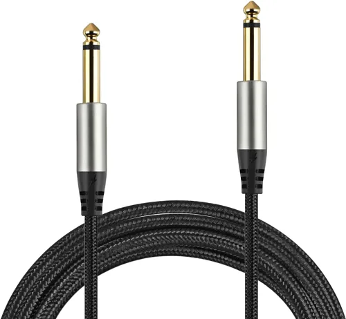 Miniatura 2 de Paquete de 2 cables de guitarra de 1/4 de pulgada con conector TS recto de 0.249 in (16 pies-2 unidades)