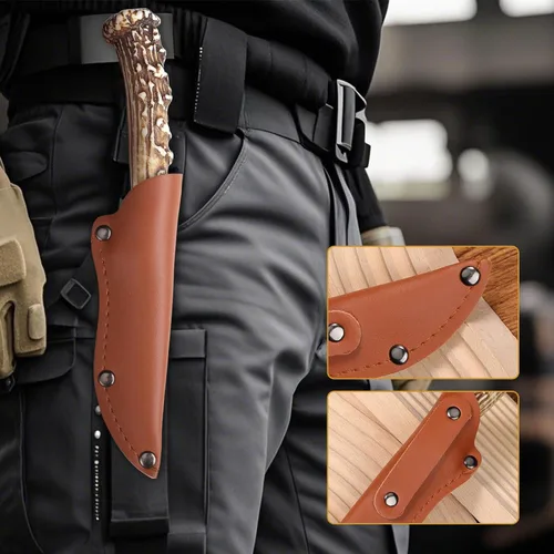 Miniatura 5 de Plys Cuchillo de hoja fija, cuchillo de supervivencia, Cuchillos de caza con funda de cuero, Cuchillos de barbacoa de hoja afilada al aire libre
