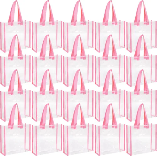 Miniatura 13 de Paterr Paquete de 20 bolsas de plástico transparentes de 10 x 10 x 4 pulgadas, bolsa de regalo aprobada por estadios con asas para mujeres