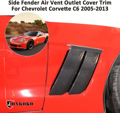 Miniatura 4 de 100% fibra de carbono real coche Fender lateral ventilación red de aire etiqueta para Chevrolet Corvette C6 2005-2013 puerta de coche capó flujo