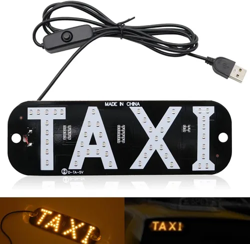 Miniatura 6 de Luz de señal de taxi botón de encendido/apagado USB, letrero LED brillante para taxi, colocación de ventana de ventosa para taxi automóvil (azul)