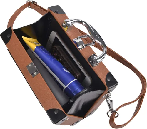 Miniatura 5 de QZUnique Bolso de hombro en forma de cinta con grabador de radio PU Crossbody bolso de noche retro para mujer, bolso de mano