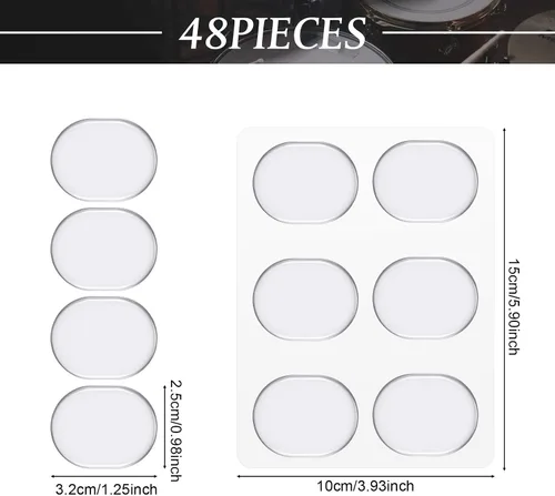 Miniatura 2 de eBoot 48 amortiguadores de tambor, geles de luna para tambores, almohadillas de gel de silicona silenciadoras suaves para control de tono