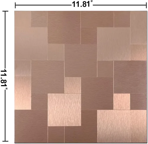Miniatura 3 de 8 hojas de azulejos de piedra para salpicaduras, superficie de aluminio cepillado, adhesivo de mosaico de metal para pared de cocina