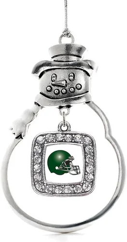 Miniatura 248 de Inspired Silver - Adorno de rodillo de reina - Adorno cuadrado de plata con muñeco de nieve con joyas de circonita cúbica
