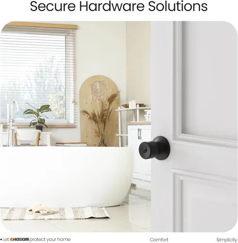 Miniatura 9 de HOSOM - Paquete de 10 manijas de privacidad para puerta interior, para dormitorio y baño, sin llave, color negro mate, con cerradura, manijas