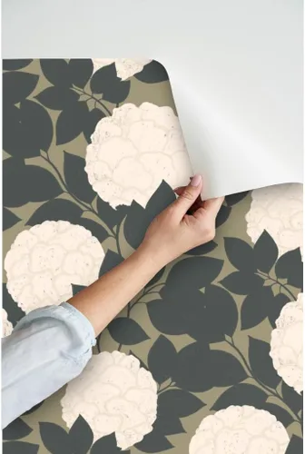 Miniatura 3 de Papel tapiz para despegar y pegar, flores vintage, floral, naturaleza, neutro, rosa, jardín, peonías botánicas, papel tapiz extraíble personalizado