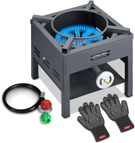 Miniatura 10 de Concord Profesional Quemador de Wok de Ciclones Único con Soporte. Hasta 100,000 BTU. Excelente para Cerveza Casera, Wok Salteado, Pavo, Etc. (33 cm)