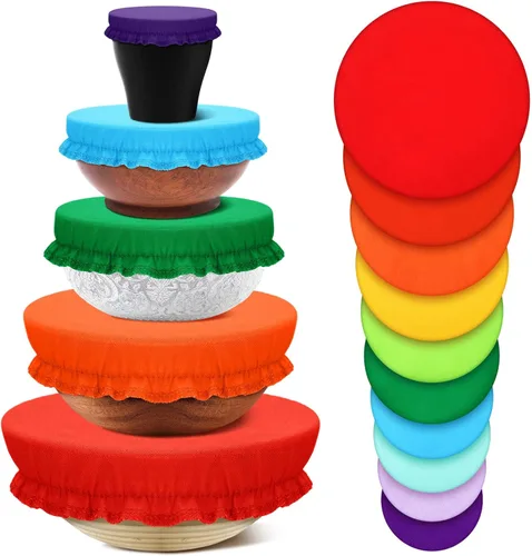 Miniatura 10 de Patelai 10 Pzs Cubiertas para Tazones Reutilizables en 5 Tamaños Tela Elástica de Tela Cubiertas Elásticas para Tazones de Almacenamiento de Varios