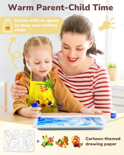 Miniatura 3 de JUPITEARTH Kit de pintura de mármol de agua de 52 piezas, artes y manualidades para niñas y niños, suministros de arte para niños de 3 a 5 años, 4 a