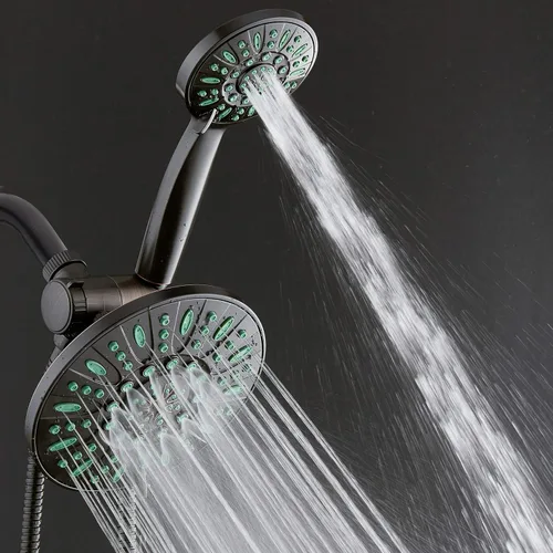 Miniatura 5 de AquaDance Combo de ducha de lluvia antimicrobiano/antiobstrucción de alta presión de 30 ajustes, protección de boquilla Microban contra el Jets