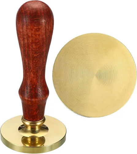 Miniatura 9 de PATIKIL Sello redondo de cera en blanco de 1.181 in, cabeza de latón extraíble sin tallar mango de madera retro para invitación de sobre, embalaje