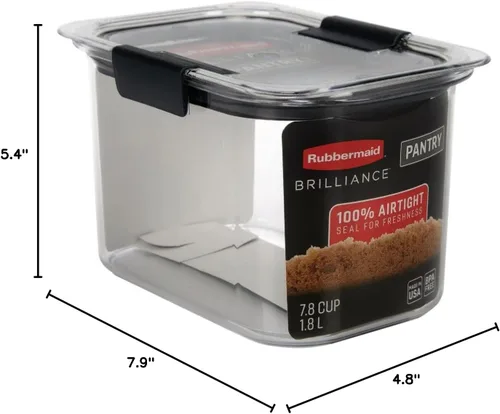 Miniatura 8 de Rubbermaid Brilliance - Recipiente hermético para almacenar alimentos de despensa, fabricado en plástico sin BPA, capacidad de 7,8 tazas, ideal