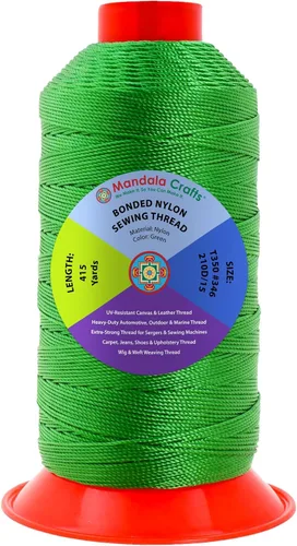 Miniatura 276 de Mandala Crafts - Hilo de nailon para coser cuero, tapicería, mezclilla y para trenzar el pelo; resistente, 1500 yardas, tamaño 69 T70 Marrón