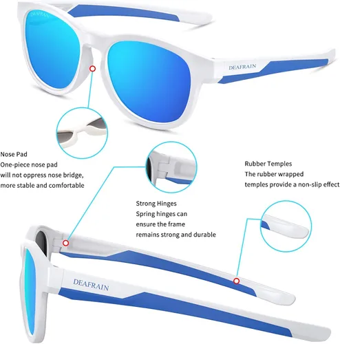 Miniatura 4 de DEAFRAIN Gafas de sol polarizadas para niños y niñas, marco TPEE para deportes, niños y jóvenes de 5 a 13 años con protección UV 100%