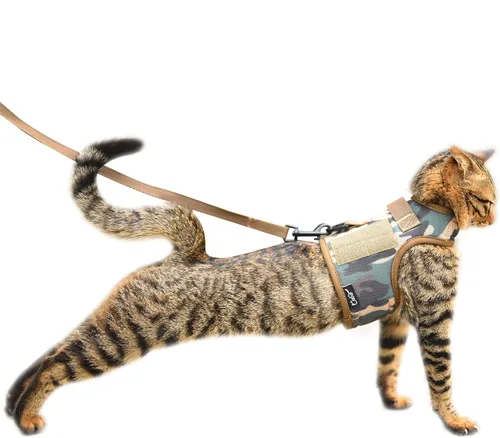 Miniatura 24 de Arnés de gato con correa, ajustable para gatos, chaleco acolchado para gatos, Black Plaid