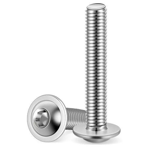 Miniatura 12 de Tornillos de cabeza de botón con brida M6-0.039 x 0.394 in, acero inoxidable 18-8 (304), acabado brillante, rosca completa, unidad de enchufe Allen