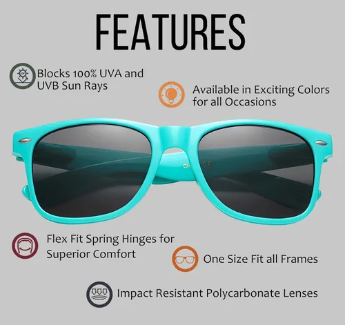 Miniatura 3 de Wholesale Bulk Unisex 80's Retro 100% UV Sunglasses for Adults - 10 Pack - wFlex Hinges