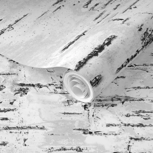 Miniatura 2 de Muestro de papel tapiz extraíble, corteza de abedul del bosque, árbol blanco, bosque neutro, aspecto texturizado sintético, papel tapiz prepegado