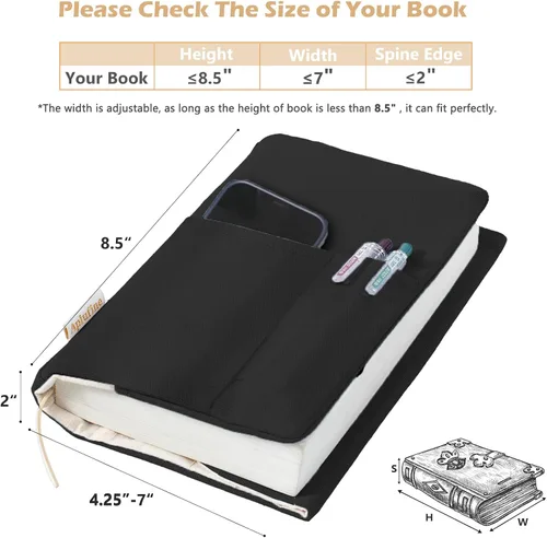 Miniatura 6 de Fundas de libro de lienzo, protector de libro lavable, funda de libro para novelas de tapa blanda, funda de libro ajustable para tapa dura