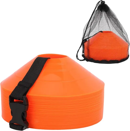 Miniatura 8 de Paquete de 15/25/30/50 conos de fútbol con bolsa de malla y correa-conos de fútbol para entrenamiento deportivo, fútbol, baloncesto, ejercicios
