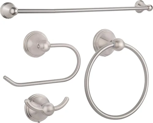FILTA Juego de accesorios de baño de níquel cepillado, juego de 4 toallas con toallero de 18 o 24 pulgadas Mate negro
