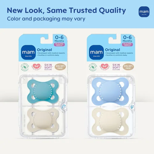 Miniatura 2 de MAM Chupetes de bebé mate originales, Binky para niños de 0 a 6 meses, pezón de silicona sin BPA, fácil de limpiar, lo mejor para bebés recién