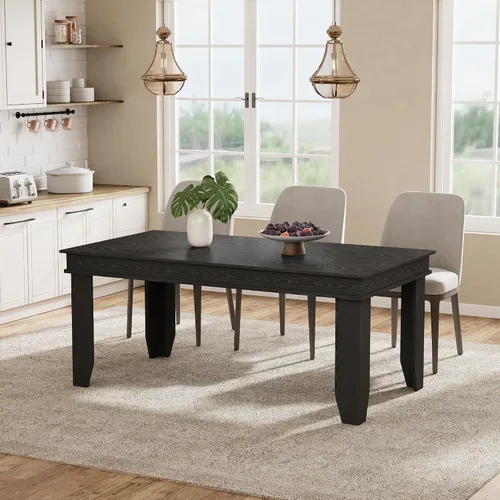 Miniatura 4 de GarveeHome Mesa de comedor de granja para 6-8 personas, mesas de cocina de 71 pulgadas de largo con marco resistente de madera, mesa rectangular