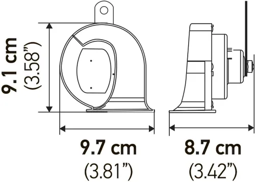 Miniatura 10 de HELLA 940800821 Kit de bocina de trompeta BX negra de 24 V (ajuste universal)