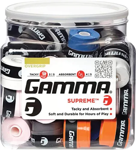 Gamma Sports Supreme Overgrip para raquetas de tenis, pickleball, squash, bádminton y raquetball, varios tamaños y colores Surtido