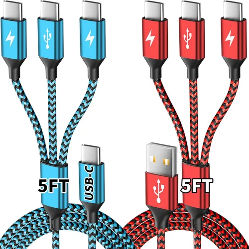 Miniatura 9 de Cable de carga de 240W 4 en 1, cable de carga rápida USB C a Lightning, cable trenzado USB a USB C, cable de carga múltiple esencial para viajes