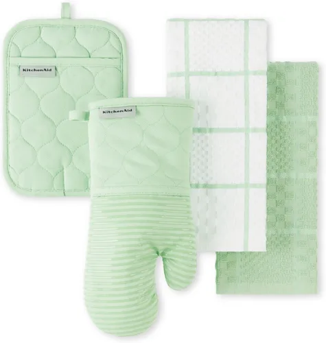 Miniatura 19 de KITCHENAID Guante para horno de tela de rizo de algodón acolchado, agarradera, toalla de cocina, juego de 4 piezas, resistente al calor, agarre