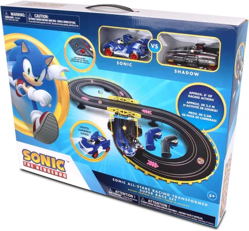 Miniatura 5 de NKOK Sonic and Shadow - Juego de pista de carreras con luces que funcionan, contador de vueltas, pista de autos de ranura en forma de figura-8