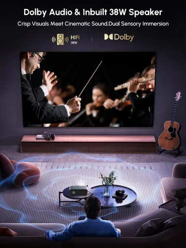Miniatura 5 de Proyector inteligente 4K con Google TV, 2400 lúmenes ANSI visión diurna, HDR10, NFC, WiFi 6, Bluetooth 5.4, audio DB, HDMI ARC 2.1, enfoque