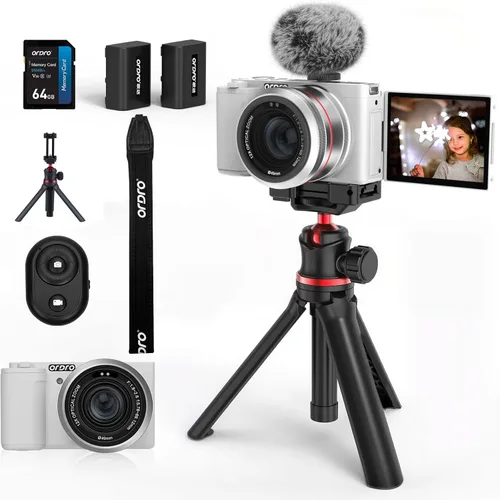 ORDRO Cámaras digitales 5K para fotografía – Cámara creadora de contenido de viaje de 64 MP con zoom óptico 12X y cámara de vlogging de YouTube con