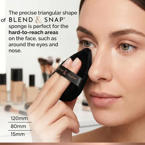 Miniatura 7 de BLEND & SNAP - Esponja de maquillaje triangular de terciopelo grande para una cobertura suave e impecable, esponja secante para base