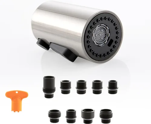 Reemplazo de cabezal de grifo de cocina extraíble de níquel cepillado, cabezal de grifo de cocina de 3 funciones, rociador de fregadero de alta