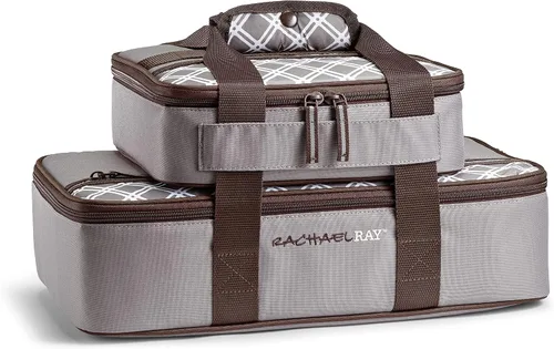 Miniatura 7 de Rachael Ray Lugger Duo, Porta cacerolas aislado para alimentos calientes o fríos, bolsa térmica de lasaña para comida de bolsillo, fiestas, pícnic